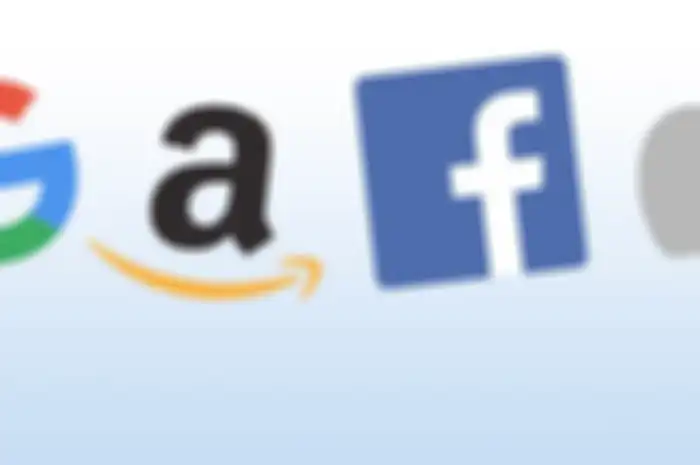Logo perusahaan-perusahaan Big Tech, Google, Amazon, Facebook (Meta) dan Apple