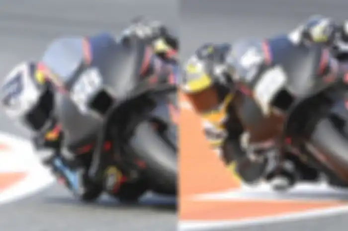 Miguel Oliveira (kiri) dan Raul Fernandez (kanan) pembalap skuat Aprilia satelit Aprilia RNF MotoGP Team meski beda 6 tahun tapi sudah kompak abis
