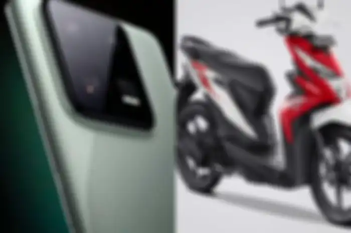 Ilustrasi smartphone Xiaomi 13 dengan motor matic Honda BeAT.