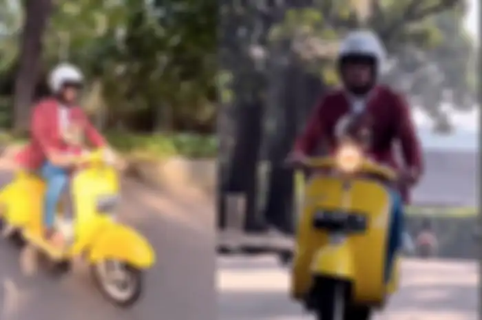 Gubernur Jawa Barat, Ridwan Kamil posting naik motor Vespa klasik