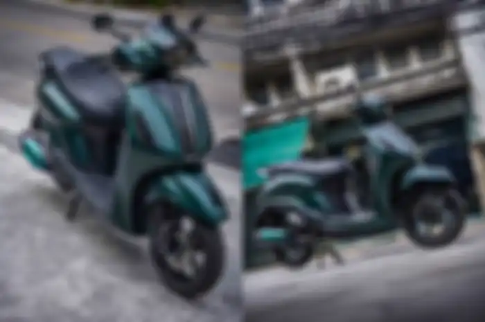 Motor modifikasi Yamaha Grand Filano berkelir hijau army plus lapis carbon jadi gahar!
