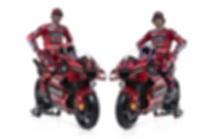 Inilah duet paling mematikan di musim saat launching skuat Ducati Lenovo Team 2023, Francesco Bagnaia (kiri) dan Enea Bastianini (kanan)