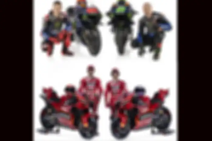 Skuat Yamaha pabrikan (atas) dan Ducati pabrikan (bawah) jadi skuat pabrikan MotoGP 2023 yang duluan launching, ada fakta menarik dari kedua skuat pabrikan itu