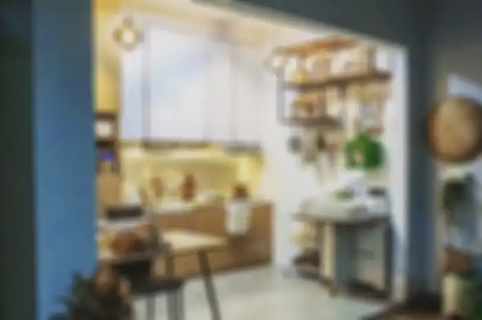 Foto dapur kecil yang didesain dengan model seperti ini agar terlihat lega.