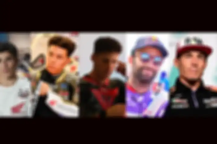 Marc Marquez tahun ini jadi pembalap nomor 5 paling tua di MotoGP 2003 setelah (ki-ka) Takaaki Nakagami, Pol Espargaro, Johann Zarco dan Aleix Espargaro