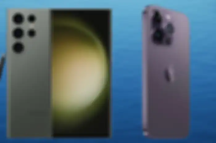 Ilustrasi Samsung Galaxy S23 Ultra vs iPhone 14 Pro Max.