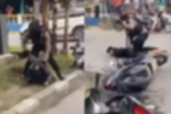 Video pelajar geng motor bawa sajam ditangkap polisi di Jl Ngumban Surbakti, Medan, Sumatera Utara, Sabtu (4/2/2023).