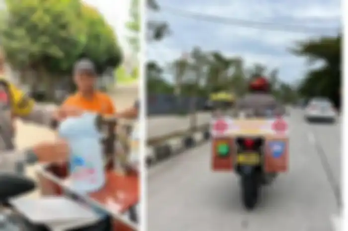 Seorang polisi di Depok jadi tukang kopi keliling pakai motor Yamaha V-ixion.