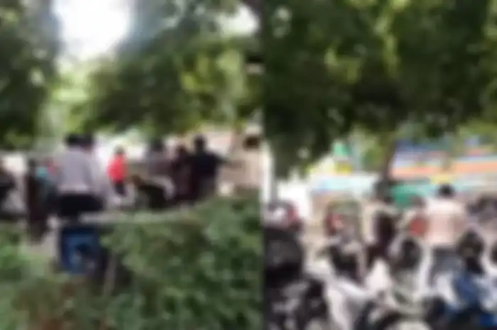 Detik-detik jukir parkir liar acungkan celurit ke arah polisi.