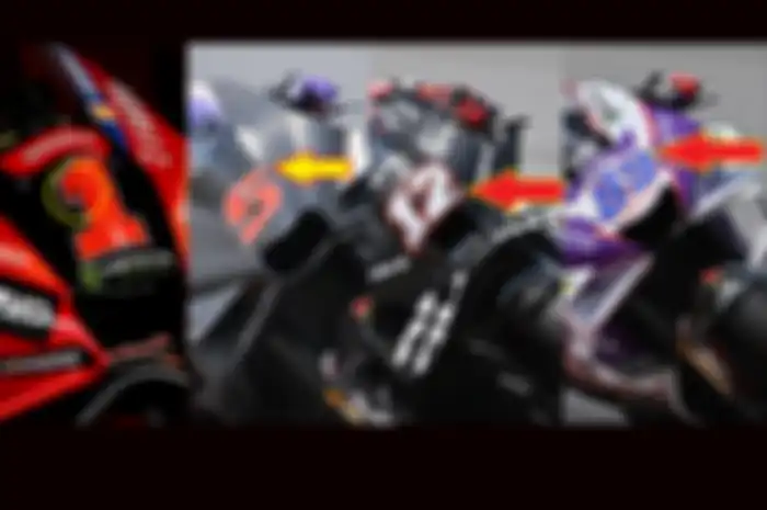 Tanda bintang di nomor start motor MotoGP Francesco Bagnaia, Johann Zarco, Maverick Vinales dan Jorge Martin tanda spesial titel juara dunia yang sudah diraih