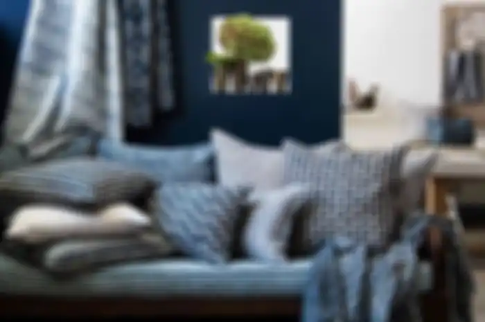 Ilustrasi interior biru indigo