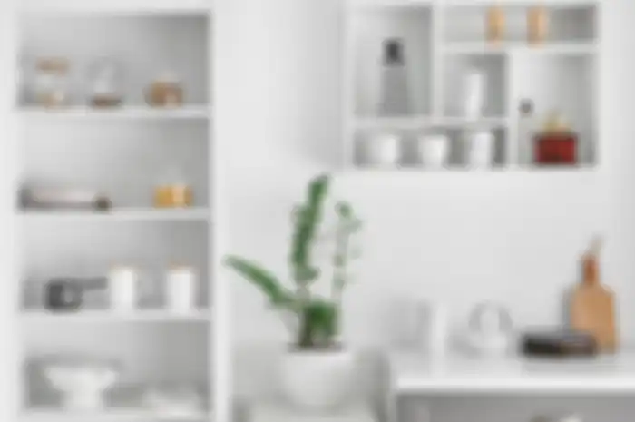 Foto rak dapur minimalis dengan gaya dekorasi nan estetik.