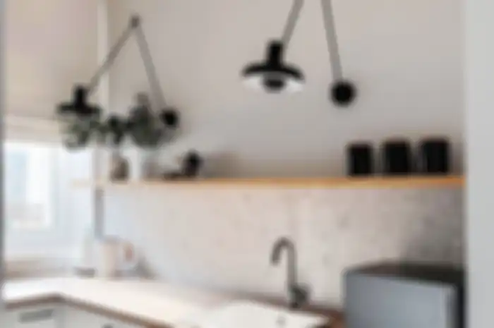 Foto dapur kecil terlihat mewah. 