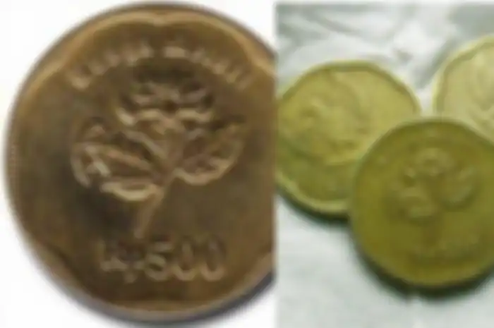 Uang koin Rp500 gamba  bunga meleti