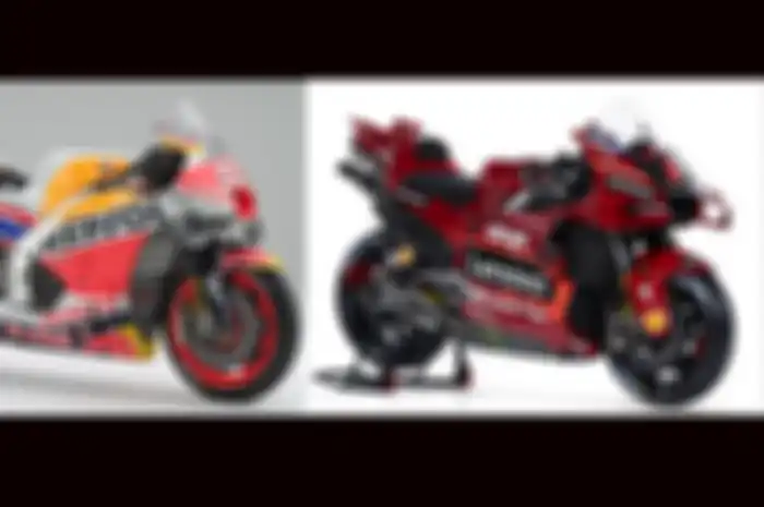 Honda RC213V kopi Ducati Desmosedici GP di MotoGP 2023, terutama bagian aerobody atau cover bodi dan winglet tegak di belakang