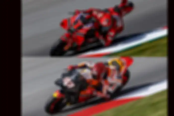 Nomor start terkecil dan terbesar di MotoGP 2023 milik Francesco Bagnaia (atas) dan Marc Marquez (bawah)