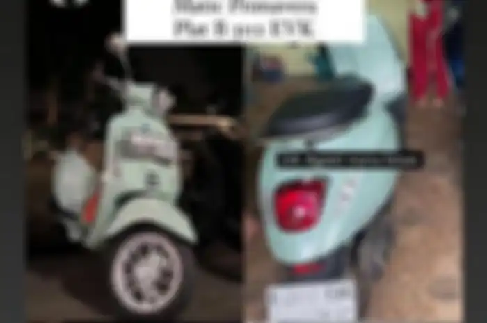 Vespa Primavera milik Anggi Tiara (24) jadi sasaran aksi perampasan motor di alun-alun Kota Bekasi, Rabu (29/3/2023).