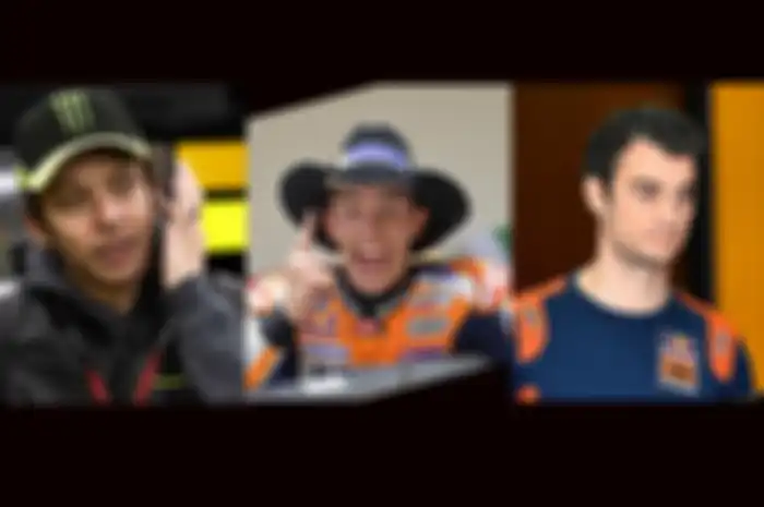 Sherrif COTA venue MotoGP Amerika Serikat Marc Marquez (tengah) punya wakil atau deputi Sherrif ternyata, Valentino Rossi (kiri) dan Dani Pedrosa (kanan)