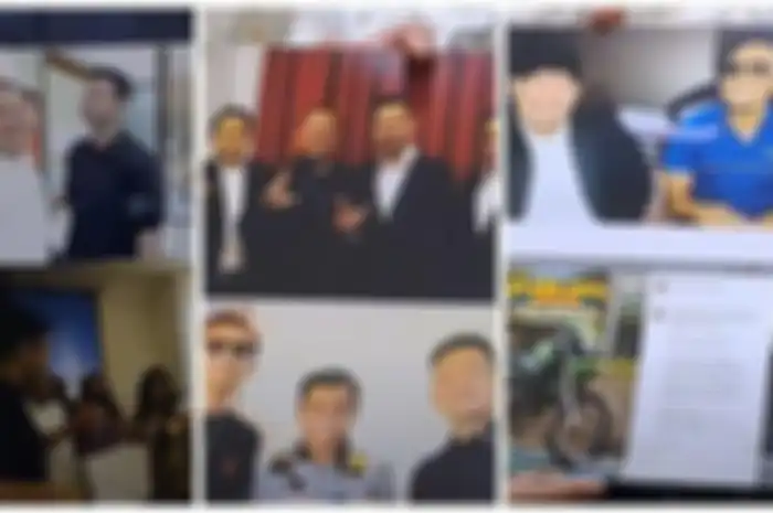 Kiri ke kanan: Barang bukti foto Raffi Ahmad, Haji Faisal, Gus Miftah, dan motor milik Dokter Tirta yang terseret kasus robot trading ATG. 