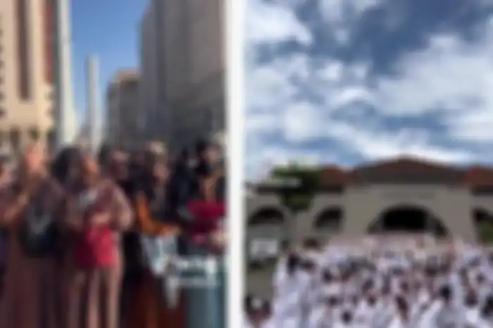 viral di media sosial video yang menampilkan satu angkatan SMA berangkat study tour ke Makkah