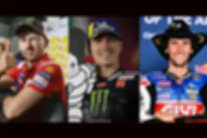 Alex Rins (kanan) tambah deretan daftar pembalap Spanyol menang MotoGP pakai 2 motor berbeda setelah Jorge Lorenzo (kiri) dan Maverick VInales (tengah), sedang Marc Marquez tak masuk daftar