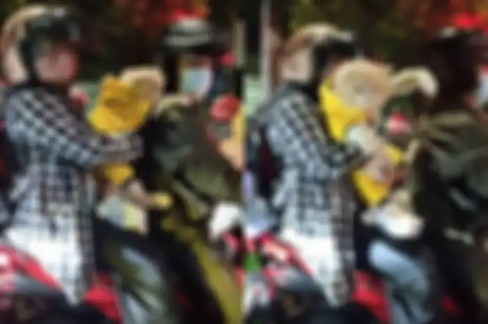 Terciduk 'Si Oyen' ikut mudik lebaran naik motor Honda Vario. Warganet: Gemas banget!