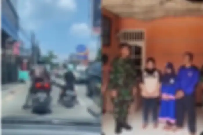 Oknum TNI yang naik Yamaha XMAX meminta maaf kepada ibu-ibu pengendara Honda BeAT yang ia tendang.