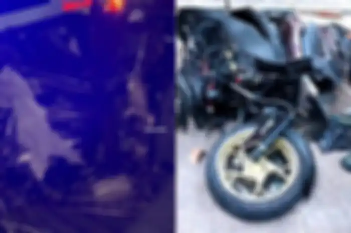 Kondisi Yamaha XMAX setelah ditabrak Mercy di Pluit, pemotor meninggal dunia.
