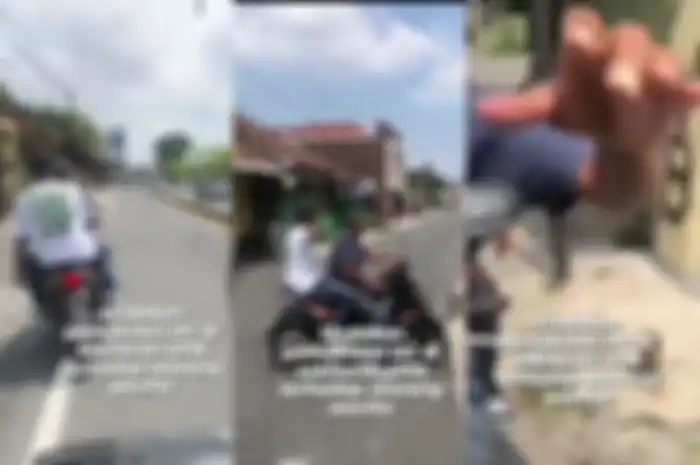 Aksi pemukulan dilakukan dua orang mengaku petugas samsat ke pemotor Honda beAT di Yogyakarta.
