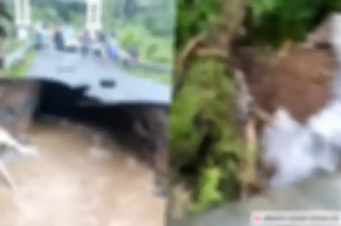 Detik-detik jembatan amblas di Tasikmalaya