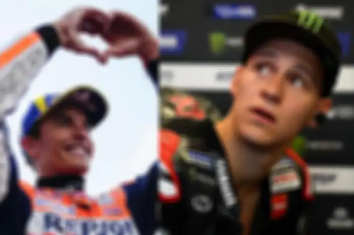 Marc Marquez (kiri) comeback di MotoGP Prancis 2023 langsung pamer performa motor Honda RC213V punya potensi, sebaliknya Fabio Quartararo (kanan) frustrasi upgrade perangkat baru tak menunjukkan hasil signifikan malah balik ke settingan Yamaha M1 2021