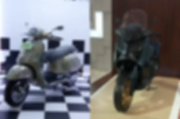 Ilustrasi Vespa GTS 150 terbaru (kiri) dan Yamaha XMAX (kanan). 