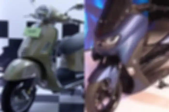 Ilustrasi perbandingan Vespa GTS 150 (kiri) dan Yamaha NMAX (kanan). 