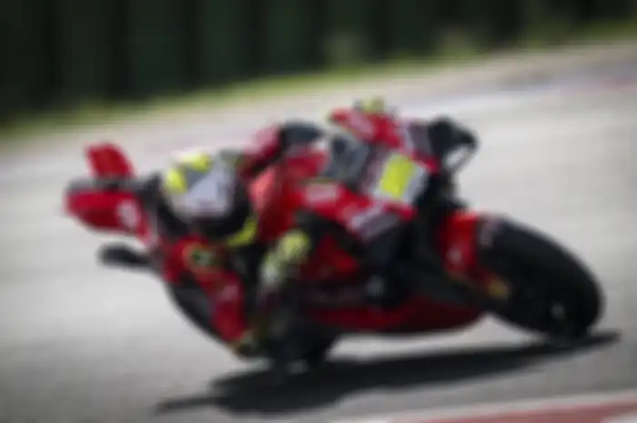 Juara dunia WSBK 2022, Alvaro Bautista membesut Ducati Desmosedici GP23 saat tes di Misano. 