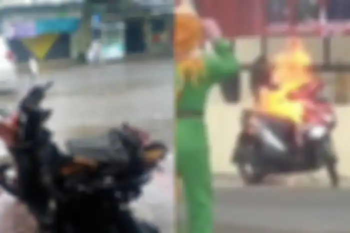 Diduga korsleting, motor murah Honda BeAT terbakar di Trenggalek.