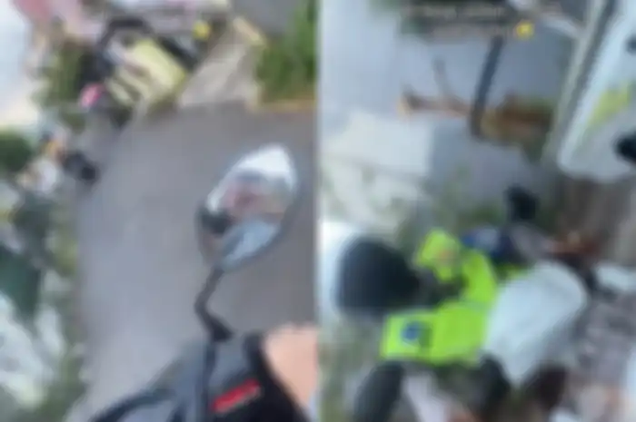 Momen saat cewek pemotor Honda Vario ketawa-tawa dikejar polisi.