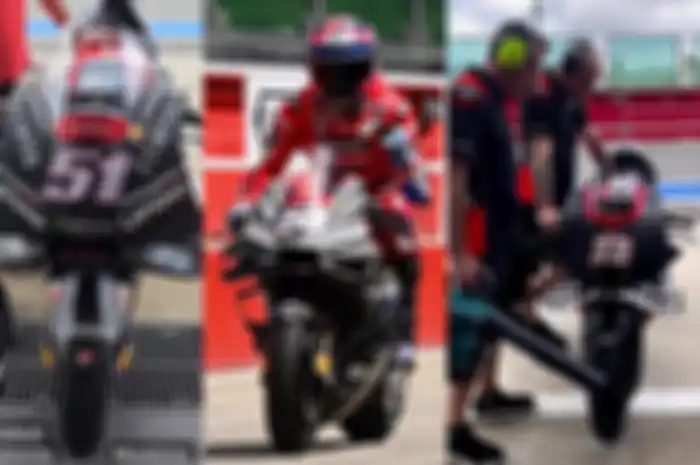 Libur MotoGP 2023 baru juga seminggu, Italia lewat Michele Pirro dan Lorenzo Savadori sudah gatal ngegas motor MotoGP di sirkuit Misano, (4/7/2023)