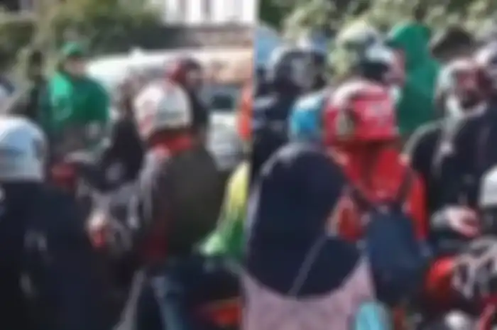 Cuplikan pemotor ngamuk akibat macet di Puncak