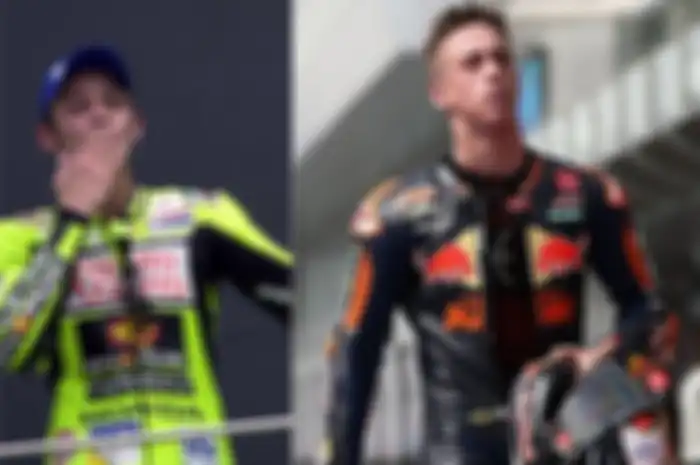 Pedro Acosta (kanan) gagal mengulang sejarah unik dari Valentino Rossi. Lantaran Dorna Sports tidak berikan persetujuan. 