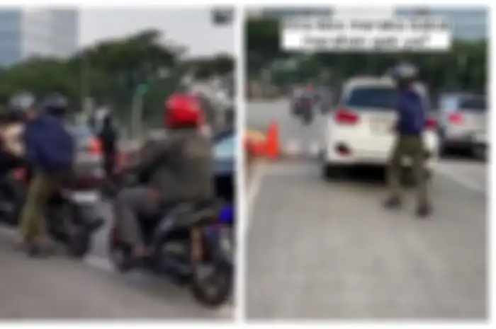 Kaget cowok ditinggal pacarnya saat turun dari motor di lampu merah, langsung tancap gas.