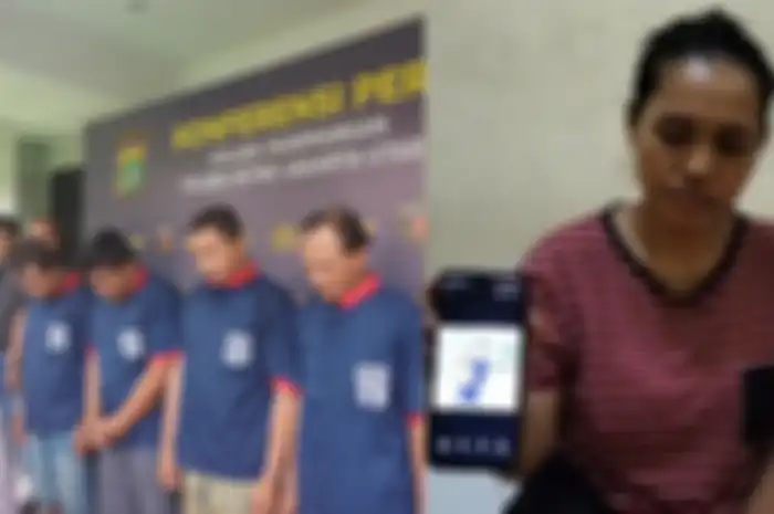 Empat sekuriti yang menganiaya Hasanuddin hingga tewas (kiri), istri Hasanuddin (kanan).