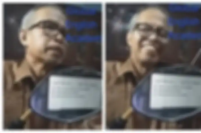 Seorang pria bernama Dadang asyik mengajar bahasa Inggris cuma pakai kaca spion motor.