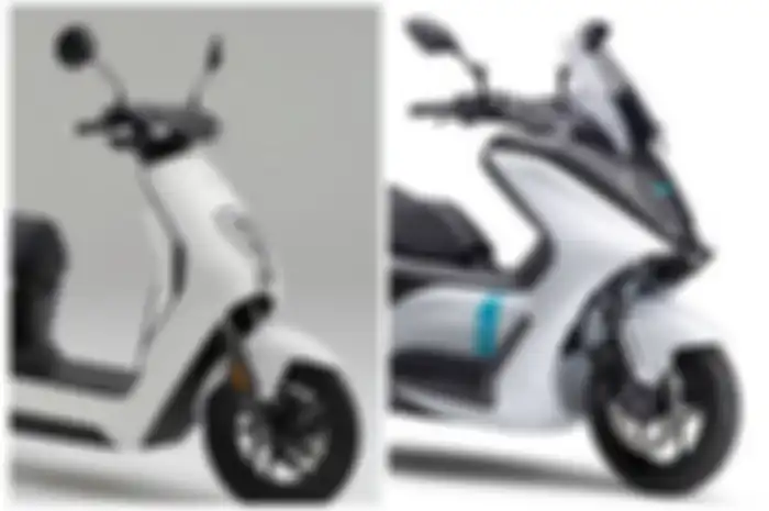 Motor listrik Honda EM1 e (kiri) dan motor listrik dari Yamaha, E01 