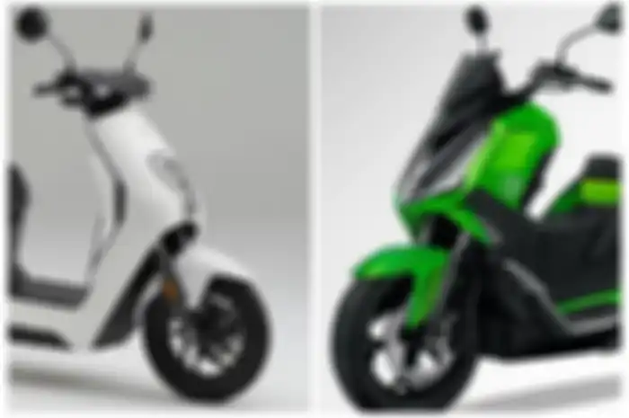 Ilustrasi motor listrik Honda EM1 e: (kiri) dan Alva Cervo (kanan).