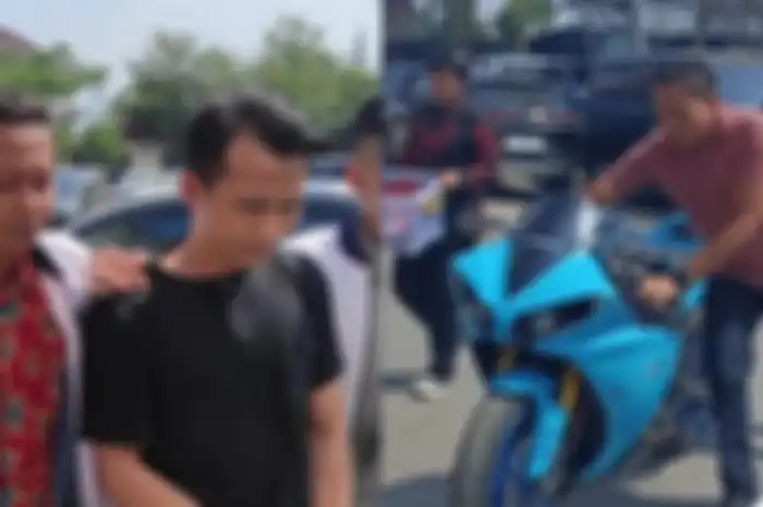 II, YouTuber yang akrab disapa Emak Gila (kiri) ditangkap polisi karena mempromosikan judi online, moge Yamaha R1 (kanan) jadi barang bukti.