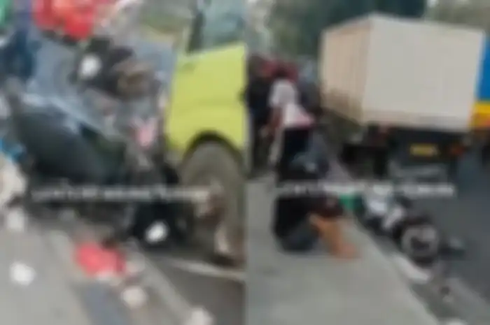 Truk bata hebel tabrak 7 motor yang lawan arah di jalan Lenteng Agung.