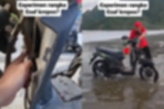 Bapak Mustofa Kepala Jenggot siram Honda BeAT yang pakai rangka eSAF dengan air laut.