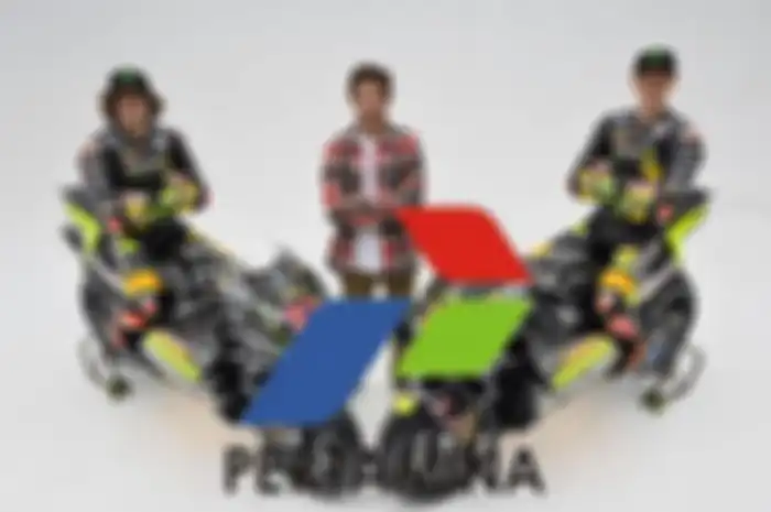 Ilustrasi Pertamina dan Tim VR46 milik Valentino Rossi (tengah).