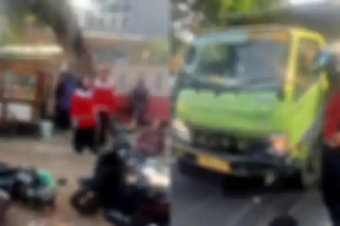 Kecelakaan truk tabrak 7 pemotor lawan arah di Lenteng Agung, Jakarta Selatan, Selasa (22/8/2023).