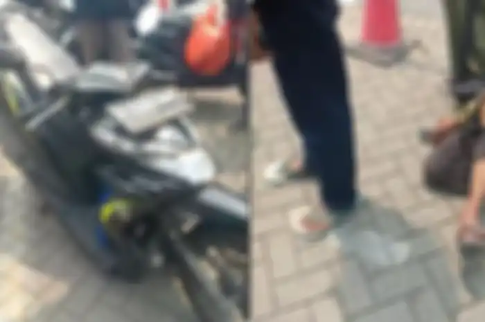 Pemilik Honda BeAT terluka setelah rangkanya patah di kawasan Pantai Indah Kapuk (PIK) Jakarta Utara pada Jumat (1/9/2023) siang.